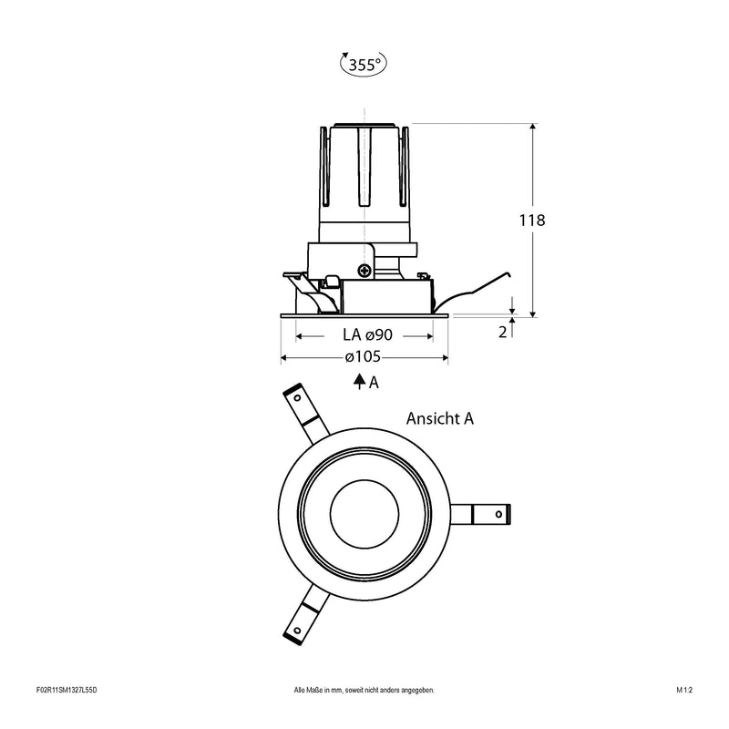 EVN Lichttechnik - Downlight/Strahler/Flutlicht LED-Einbauleuchte modular F02R11SM1327L55D Konfigurationstype