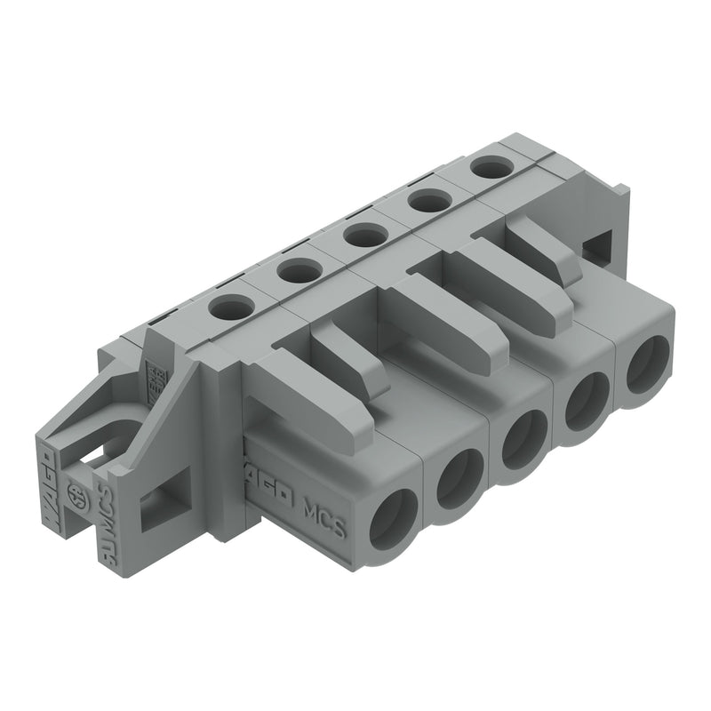 WAGO - Leiterplattensteckverbinder THT-Federleiste abgewink. 232-235/031-000 Rastermaß 5mm,grau − 50 Stück