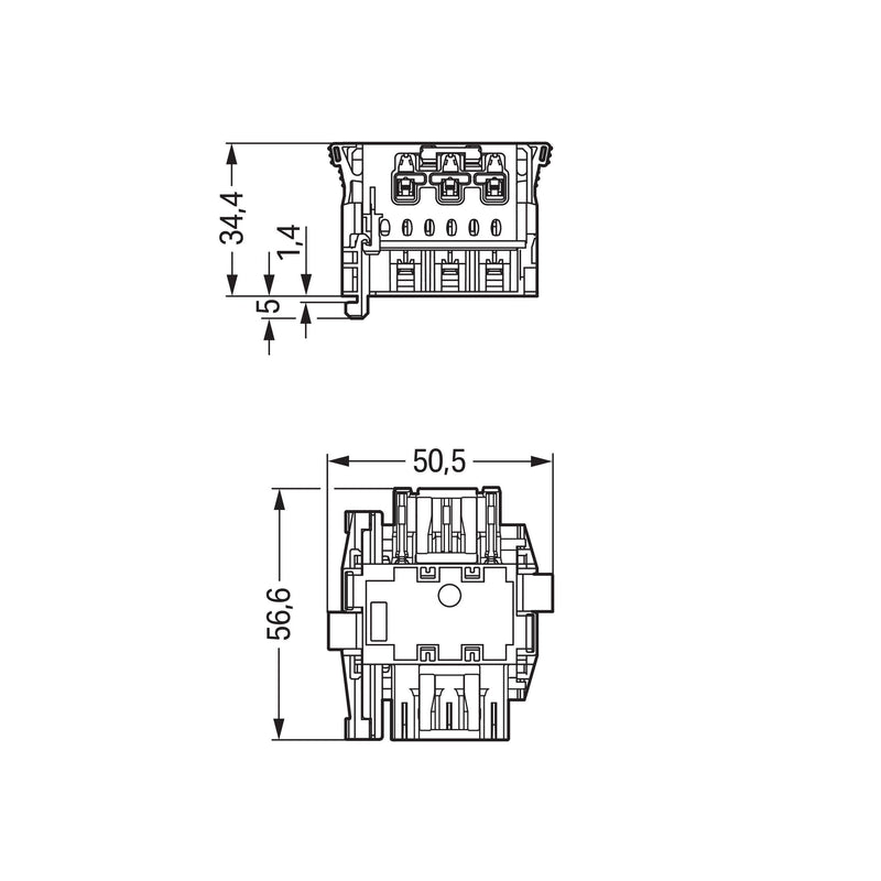 WAGO - Geräteanschluss für steckbare Gebäudeinstallation Linect-T-Steckverbinder 770-6223 Buchse-Stecker 3-p