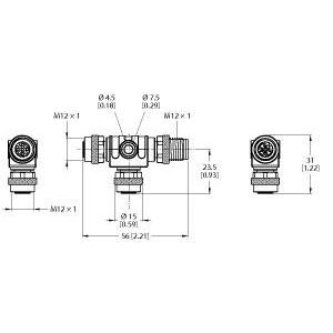 Turck - Passiver Sensor-/Aktor-Verteiler (mit Leitung) Zweifachverteiler FSM-2FKM57