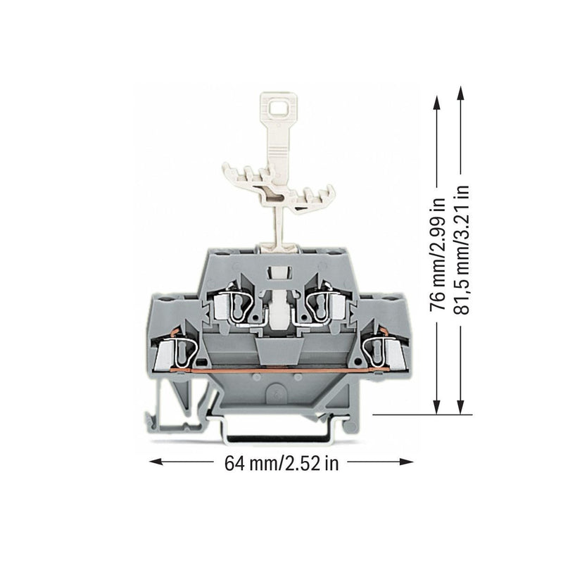 WAGO - Durchgangs-Reihenklemme Doppelstock-Trennklemme 280-521 0,08-2,5mmq grau − 50 Stück