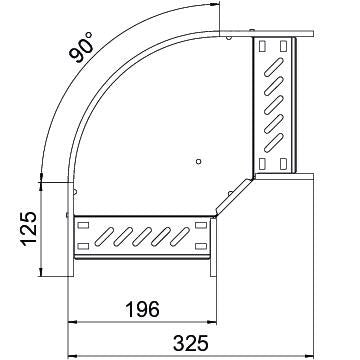 OBO Bettermann - Bogen für Kabelrinne Bogen 90° für Kabelrinne RB 90 620 FSK SW horizontal 60x200