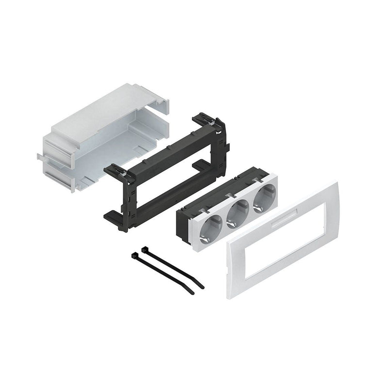 Niedax - Einbaudose für Geräteeinbaukanal Geräteeinbausteckdose GES 3 R R 3-fach, weiß