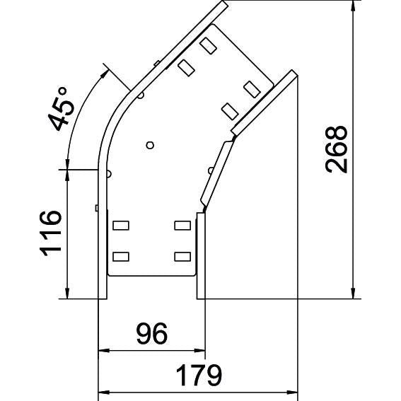 OBO Bettermann - Bogen für Kabelrinne Bogen 45 Grad RB 45 810 FS 85x100 bandverzinkt