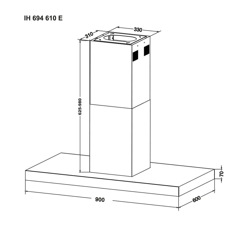 Amica - Dunstabzugshaube Inselesse IH 694 610 E T-Line,90cm