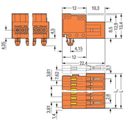 WAGO - Kabelsteckverbinder für Leiterplattensteckverbinder 1-Leiter-Stiftleiste 734-340/018-000 CAGECLAMP,1,5mm²,or − 50 Stück