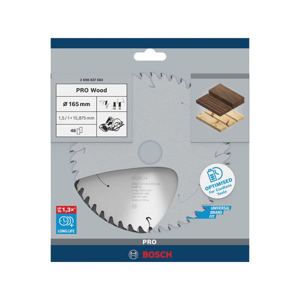 Bosch - Kreissägeblatt PRO Wood cordless 2608837683 Kreissägeblatt 165 x