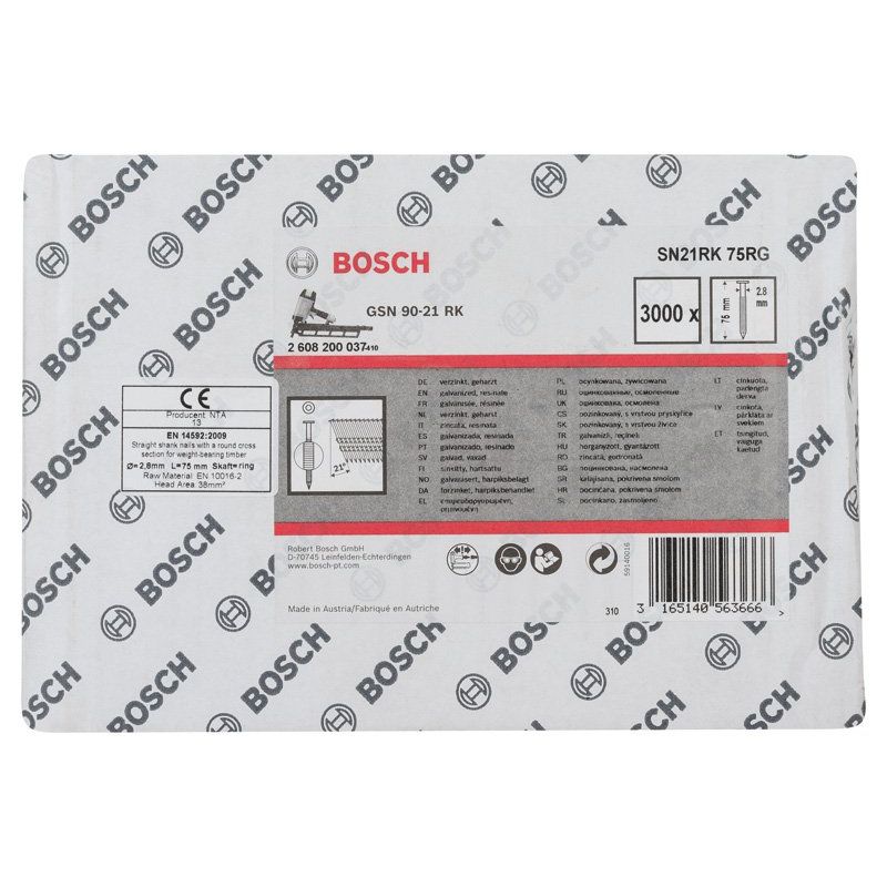 Bosch - Nagel für Nagelgerät Rundkopf-Streifennagel 2608200037(VE3000) SN21RK 75RG 2,8 mm
