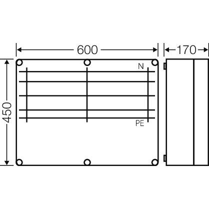 Hensel - Sammelschienengehäuse Mi 6652 600x450mm /250A 5pol