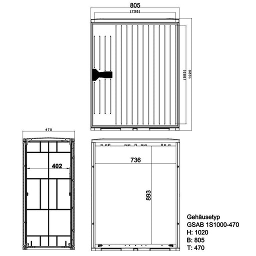 GSAB Elektrotechnik - Gehäuse/Schaltschrank (leer) Normkabelverteilerschrank 1S1000-470PIMC HxBxT:1020x805x470