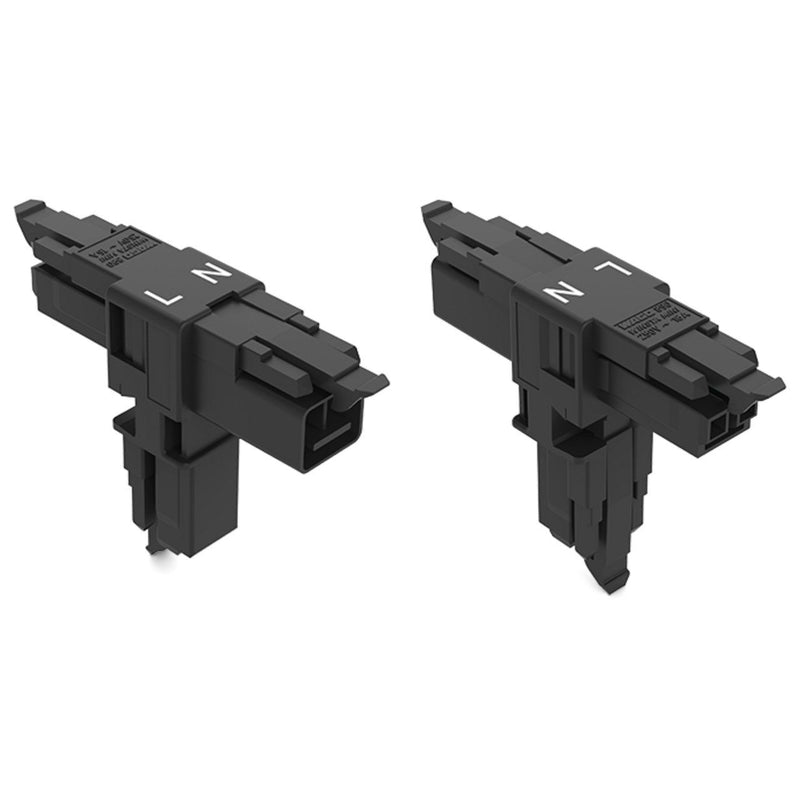 WAGO - Kompaktverteiler für steckbare Gebäudeinstallation T-Verteiler 2-polig 890-1615 Kod. A,schwarz − 25 Stück