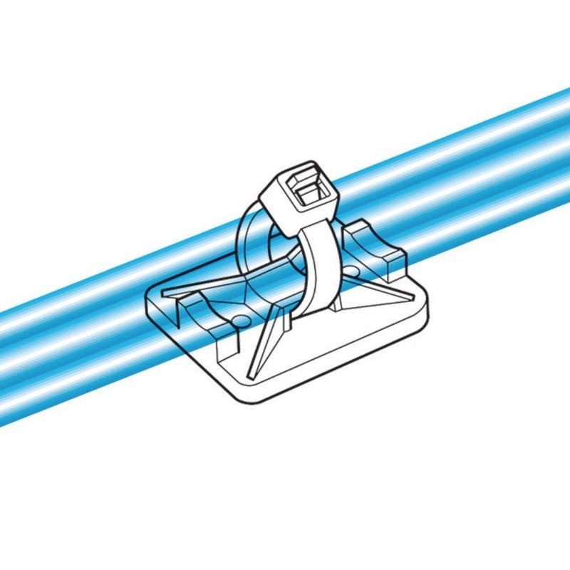 HellermannTyton - Befestigungssockel und -element für Kabelbinder Klebesockel TY8G1S-W-C1 − 100 Stück