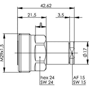 Telegärtner - Koax-Steckverbinder 7-16 Kabelbuchse AG/TA 100024460 50 Ohm