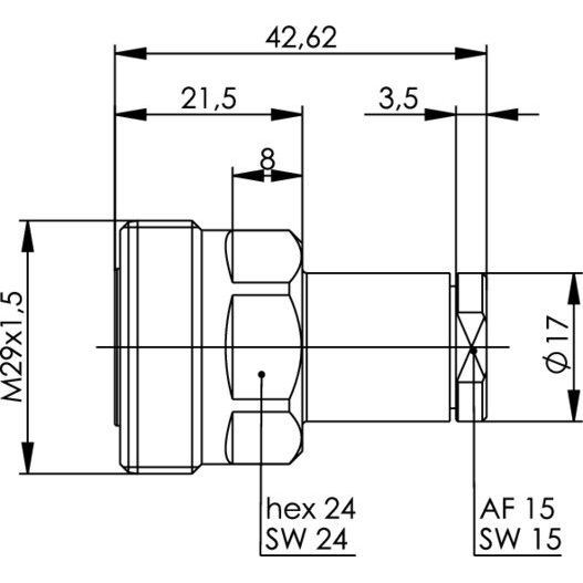 Telegärtner - Koax-Steckverbinder 7-16 Kabelbuchse AG/TA 100024460 50 Ohm
