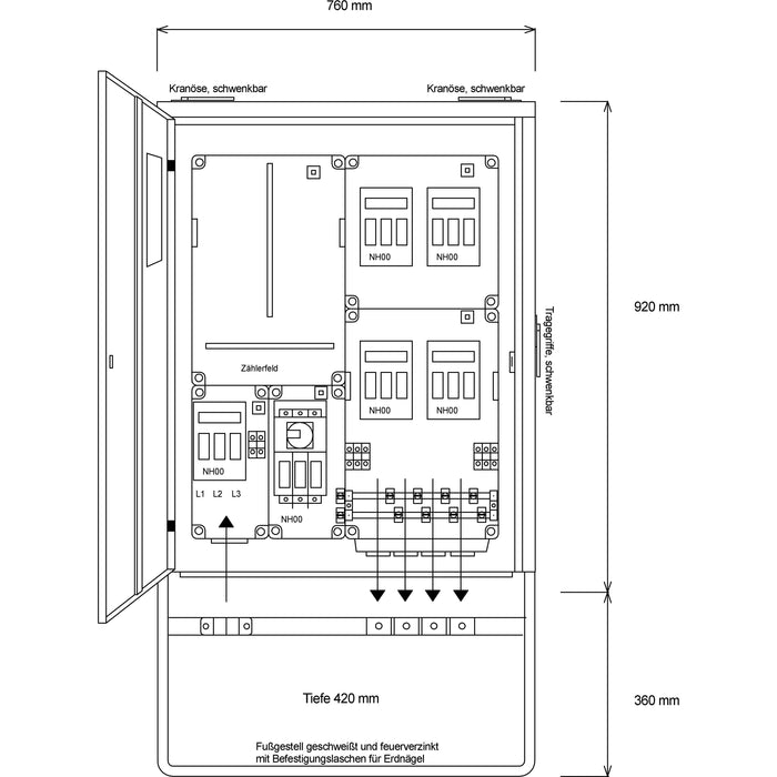 Steidele-Stromvert. - Baustromverteiler Anschluss-Schrank A 80/4 − 1 Stück
