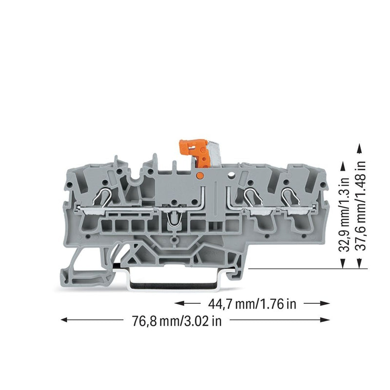 WAGO - Trenn- und Messtrenn-Reihenklemme 3-Leiter-Trenn-u.Messklemm 2002-1771 orange, grau − 50 Stück