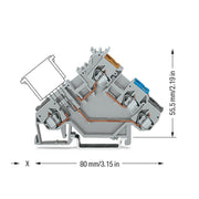 WAGO - Initiator/Aktor-Reihenklemme 3-Leiter-Initiatorenklemme 280-561 grau − 50 Stück