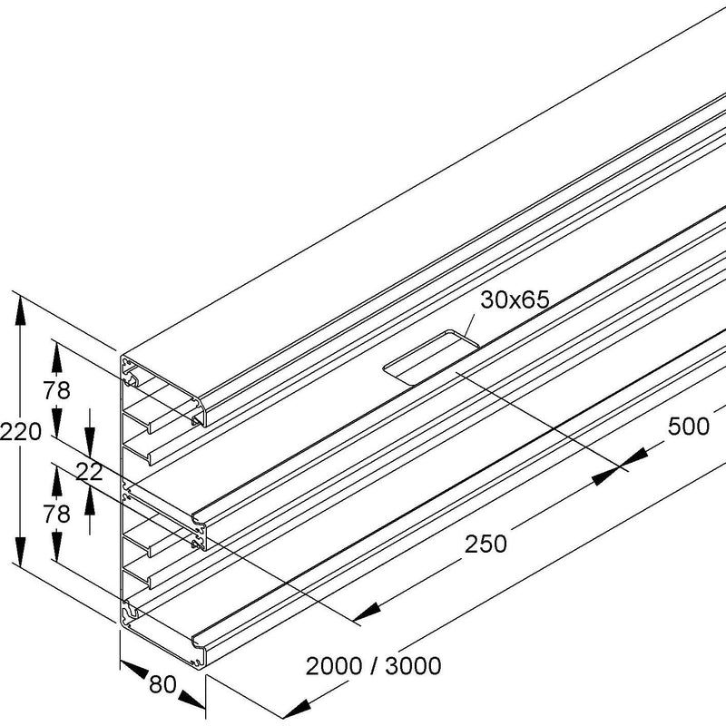 Niedax - Geräteeinbaukanal Alu-Gerätekanal DAU 220-78 P − 4 Meter