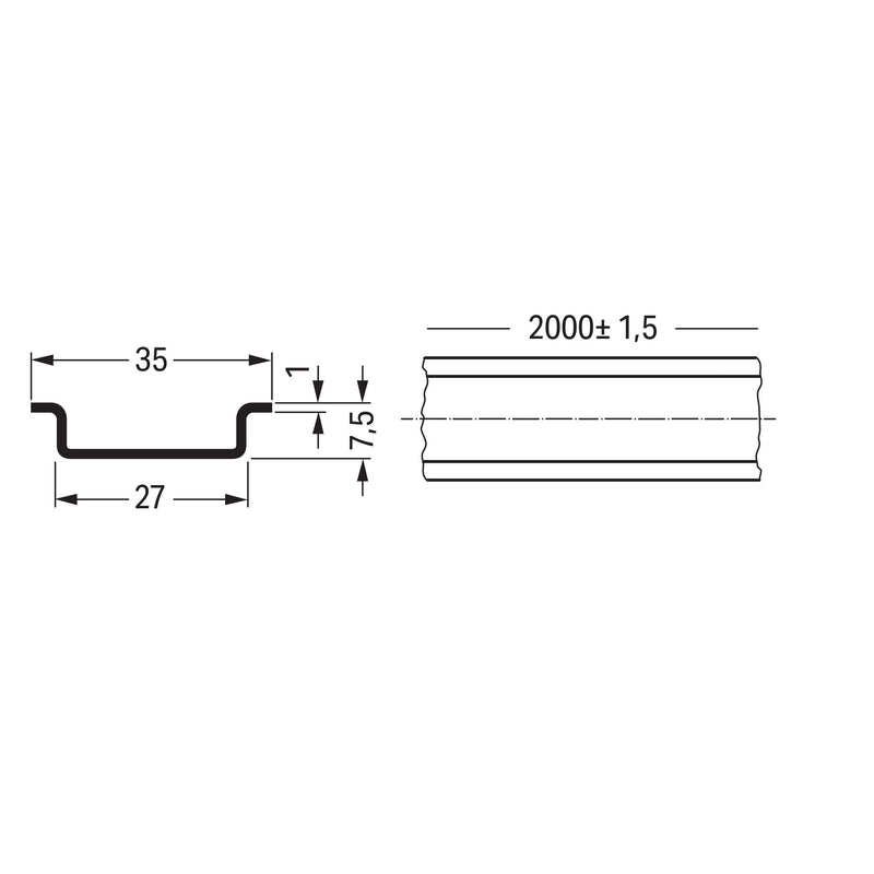 WAGO - Tragschiene 210-113 35x7,5x1x2000mm ung. − 10 Stück