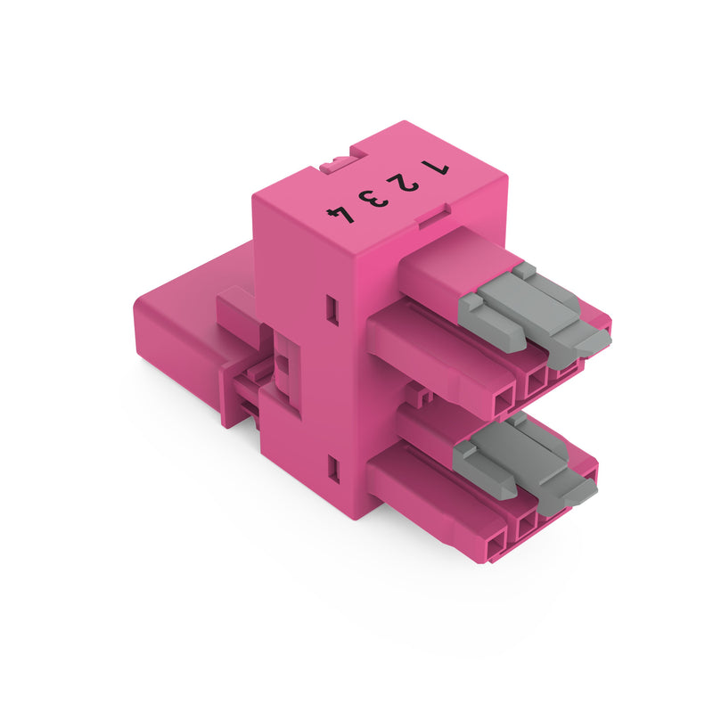 WAGO - Kompaktverteiler für steckbare Gebäudeinstallation h-Verteiler 4-polig 890-1683 Kod. B,pink − 50 Stück