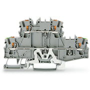 WAGO - Schutzleiter-Reihenklemme Doppelstockklemme 2202-2727 Drücker,2,5 mm²,grau − 50 Stück