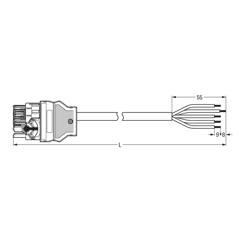 WAGO - Konfektionierte Leitung für steckbare Gebäudeinstallation konfekt. Anschlussleitung 771-8965/107-101 Eca,Verteiler − 1 Stück