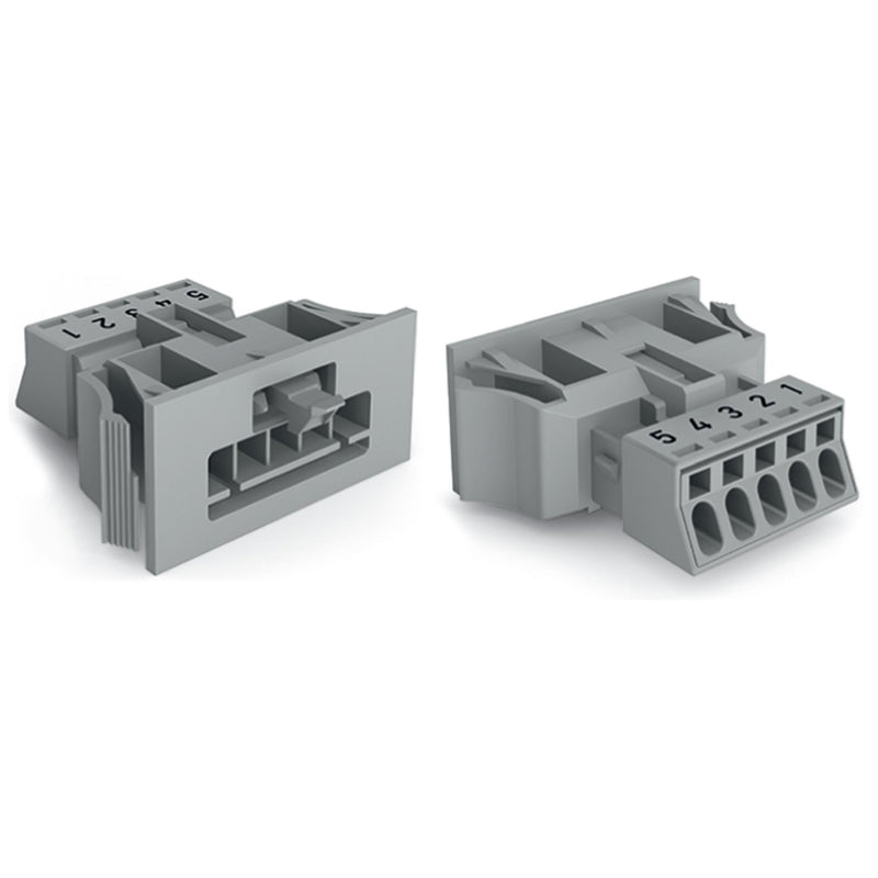WAGO - Geräteanschluss für steckbare Gebäudeinstallation Snap-In-Stecker 890-755 5-polig,Kod. B,grau − 50 Stück