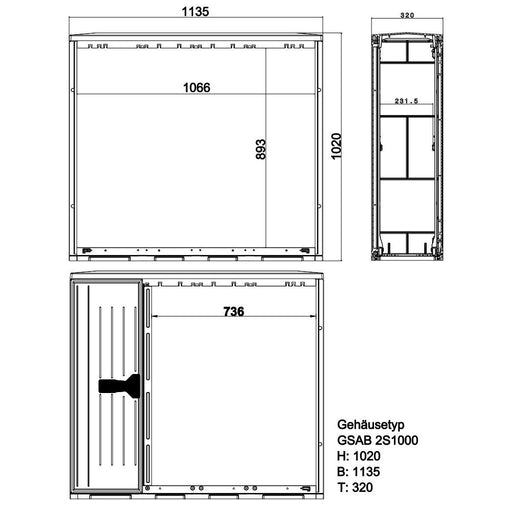 GSAB Elektrotechnik - Gehäuse/Schaltschrank (leer) Kabelverteilerschrank 2S1000DS1DS2 HxBxT:1000x1135x320