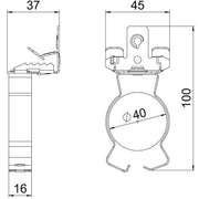 OBO Bettermann - Befestigungsklammer Trägerklammer SCVPC 3-7 D40 m.Rohrauf.u. 36-40mm − 50 Stück