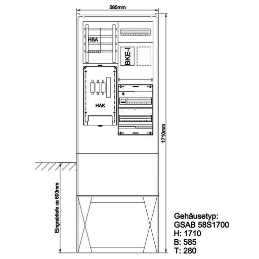 GSAB Elektrotechnik - Zähler-Komplettschrank Zähleranschlußsäule 48.00.1P11bez eNetz Südhessen