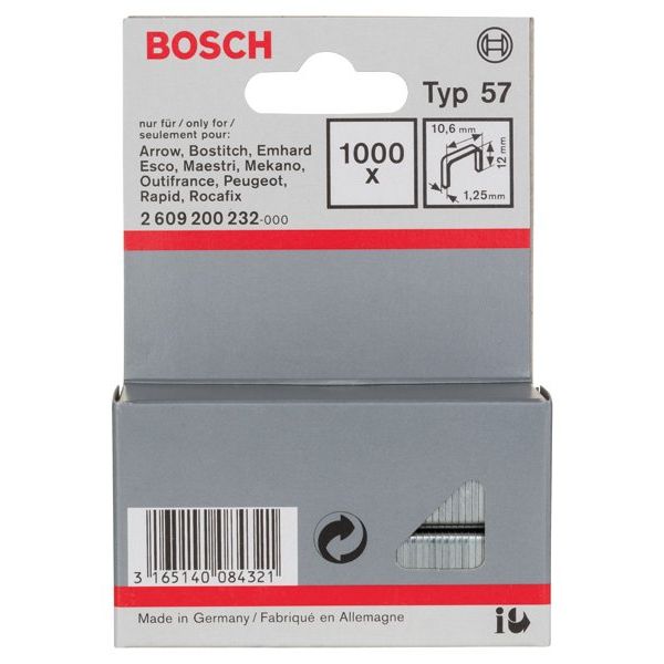 Bosch - Heftklammer Flachdrahtklammer Typ 57, 2609200232 10,6 x 1,25 x 12 mm
