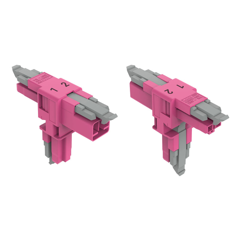 WAGO - Kompaktverteiler für steckbare Gebäudeinstallation T-Verteiler 2-polig 890-1703 Kod. B,pink − 25 Stück
