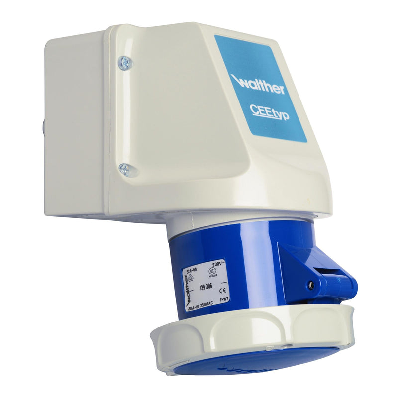 Walther Werke - CEE-Steckdose (IEC 60309) Wandsteckdose 32A 139306 3P 230V 6h IP67 − 1 Stück