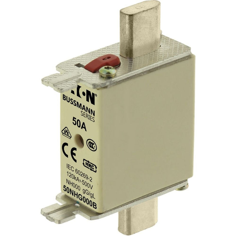 Eaton - Messersicherung Sicherungseinsatz Nieders. NH FUSE 50#50NHG000B 50A AC 500V 120kA − 3 Stück