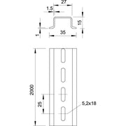 OBO Bettermann - Tragschiene Hutschiene 2069 15 1.5 FS gel., 1,5mm Stärke − 2 Meter