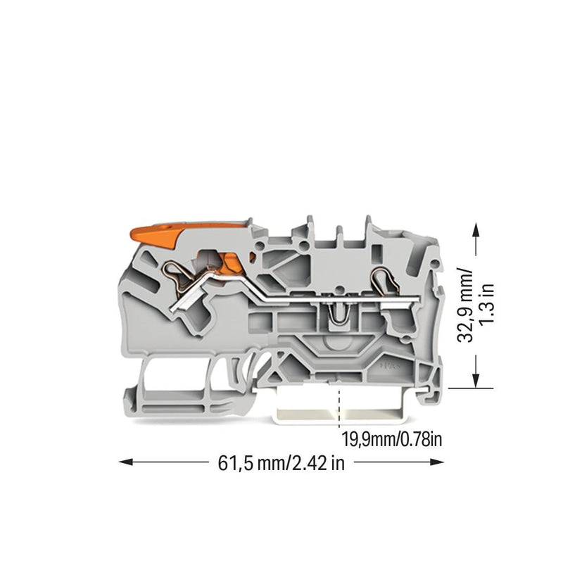 WAGO - Durchgangs-Reihenklemme 2-Leiter-Durchgangsklemme 2102-1201 2,5qmm, grau − 50 Stück