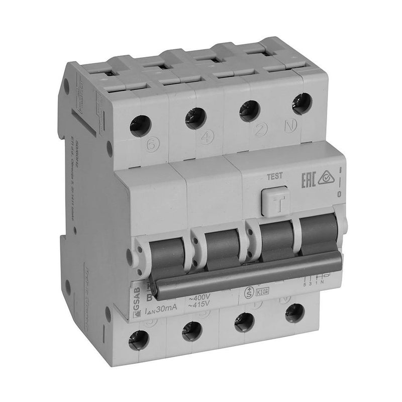 GSAB Elektrotechnik - CEE-Steckdosen-Kombination (IEC 60309) FI-LS-Kombination FILS4B1630 B16 3-pol.+N 30mA
