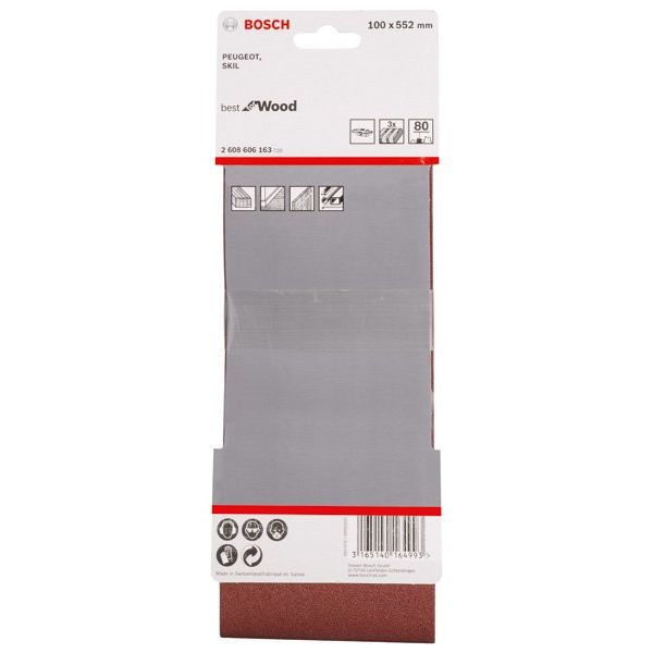 Bosch - Schleifpapier/Schleifvlies PRO X440 Schleifband, 100 2608606163 x 552 mm G80 3-tlg
