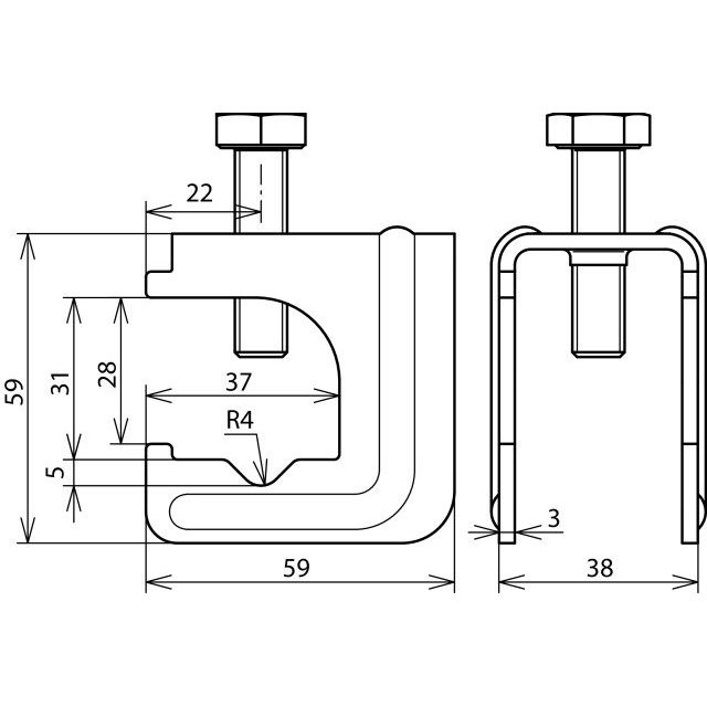DEHN - Verbinder für Blitzschutz Verbindungsklemme VK6.20610FL30BSBSTBL St/blank f. D6-20mm