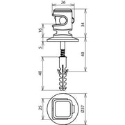DEHN - Leitungshalter für Blitzschutz Leitungshalter grau LHDS8H16HS5X50KD8GR H 16mm f. Rd 8mm