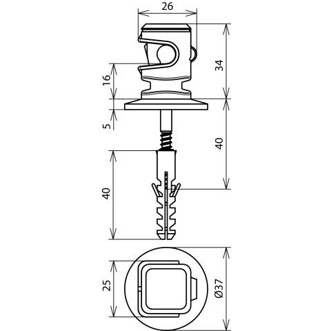 DEHN - Leitungshalter für Blitzschutz Leitungshalter grau LHDS8H16HS5X50KD8GR H 16mm f. Rd 8mm