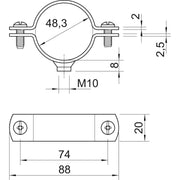 OBO Bettermann - Befestigungsschelle für Kabel/Rohre Abstandschelle 2900WM10 48.5 FT m. Gewindeanschl.M10 − 25 Stück
