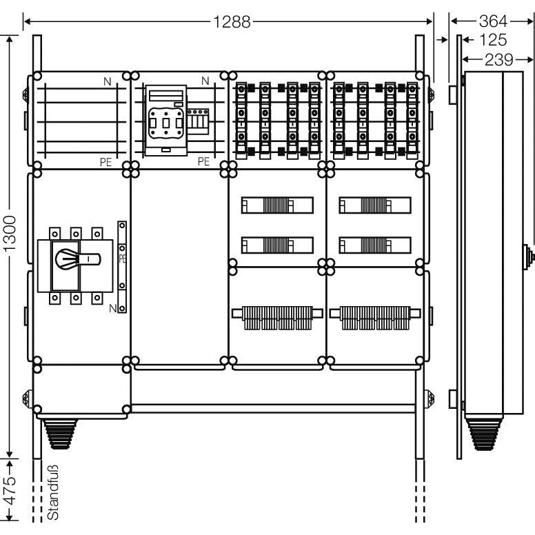 Hensel - Verteilerschrank für Energieversorgung Ladeverteiler Mi EV 22kW 8101 f.8 Ladep. a 22kW
