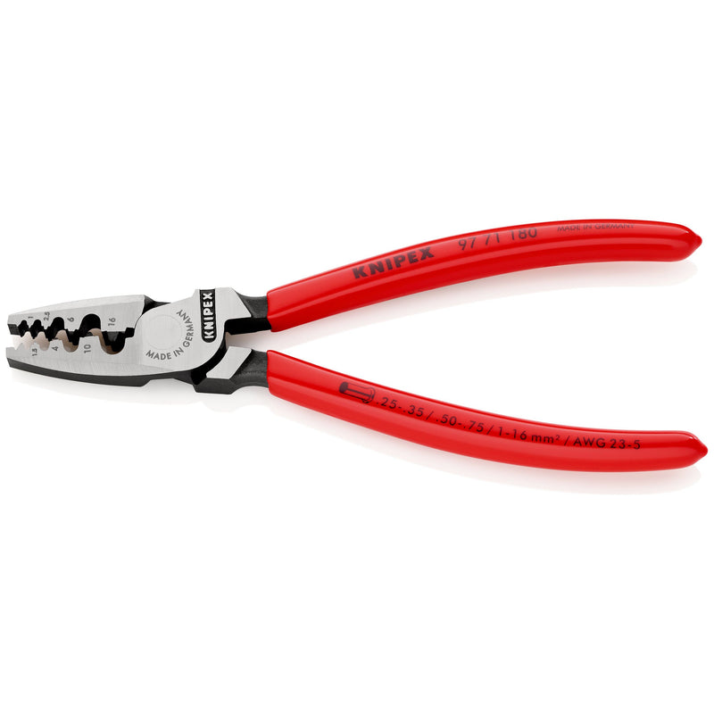 Knipex - Presswerkzeug Kabelschuhe/Verbinder, Aderendhülsen, Schirmanschluss Crimpzange 97 71 180 SB 180mm