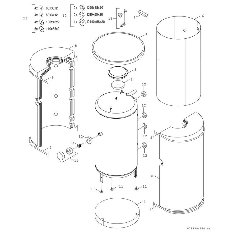 Bosch Thermotechnik - Speicher für Zentralheizung/Wärmepumpe Pufferspeicher BH1000-6ERZ1B STORA 965L, silber