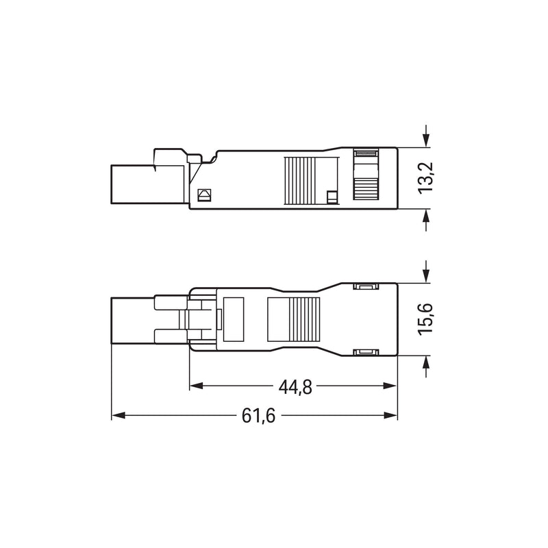 WAGO - Steckverbinder für steckbare Gebäudeinstallation Steck. m. Zugentlastungsg. 890-132 2-polig,weiß − 50 Stück
