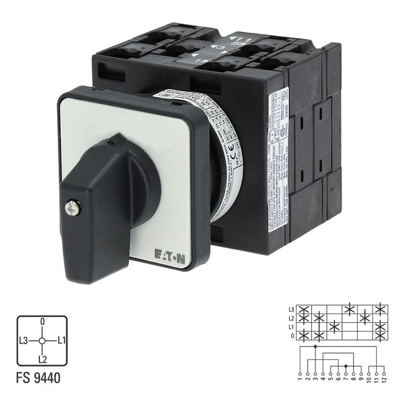 Eaton - Amperemeterumschalter Strommesserumschalter T3 T3-3-8048/E 32A Einbau rastend