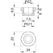 OBO Bettermann - Erweiterungs-/Reduzierring Reduktion 107 R PG11- 7 PA Iso,lgr − 50 Stück