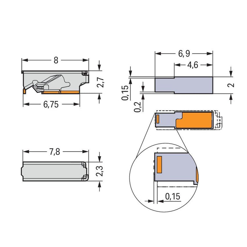 WAGO - Ein- und mehrpolige Klemmenleiste SMD-Leiterplattenklemme 2065-101/998-403 Maß 6mm,silberfarben − 31800 Stück