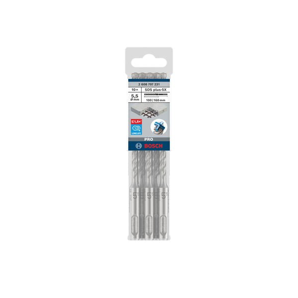 Bosch - Bohrer PRO SDS plus-5X 2608707231(VE10) Hammerbohrer 5,5 x